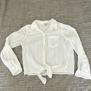 Madewell - white button up shirt with front tie